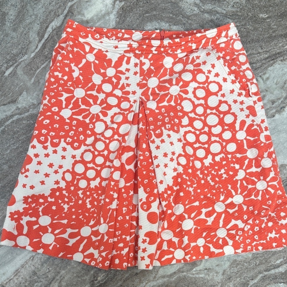 Trina Turk Lenia Pique Sample Mini Skirt Floral Orange/Pink/White